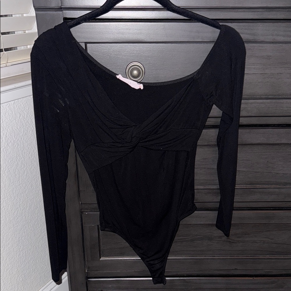 Lush Black Twist Front Bodysuit